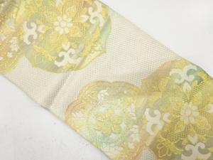 アンティーク　華紋に花唐草模様織り出し袋帯（材料）